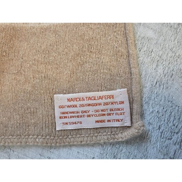 Nardi & Tagliaferri 60% Wool 20% Angora 20% Nylon Striped Scarf Brown & Beige - Picture 3 of 4